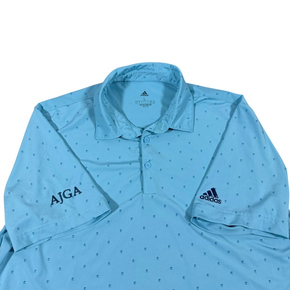 adidas Other - Adidas Primegreen Golf Polo‎ AJGA Blue All Over Logo Print Men's Large GM0276